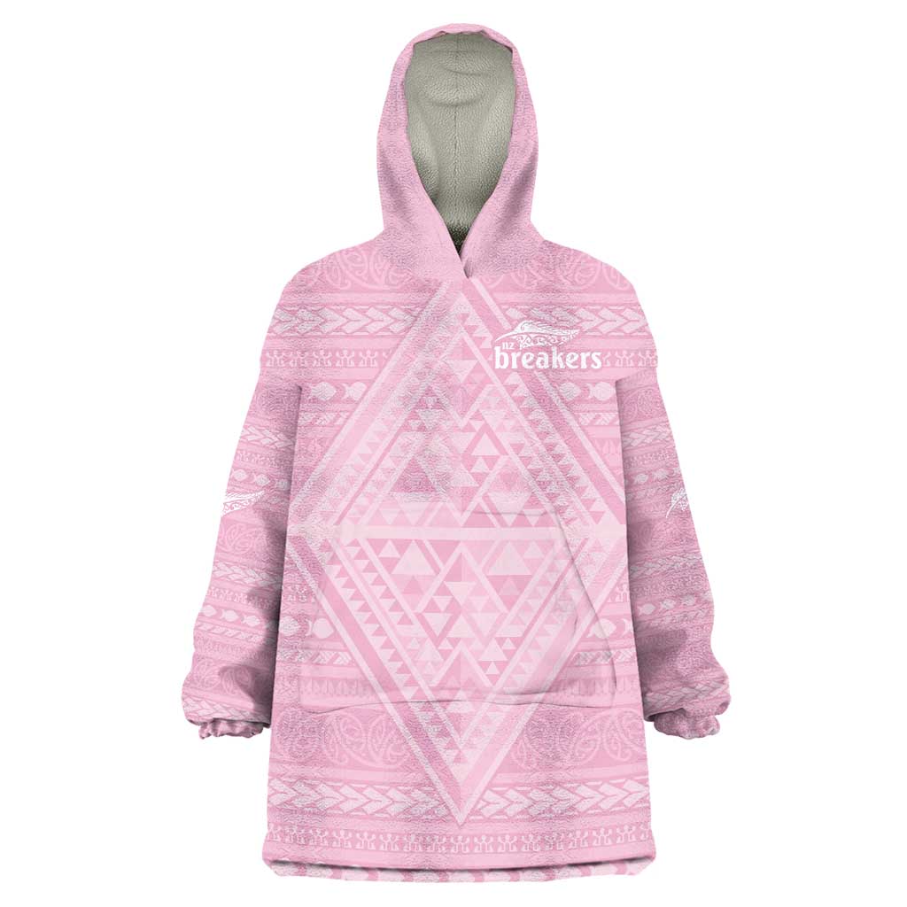Custom New Zealand Basketball Indigenous Wearable Blanket Hoodie LT9 One Size Pink - Polynesian Pride