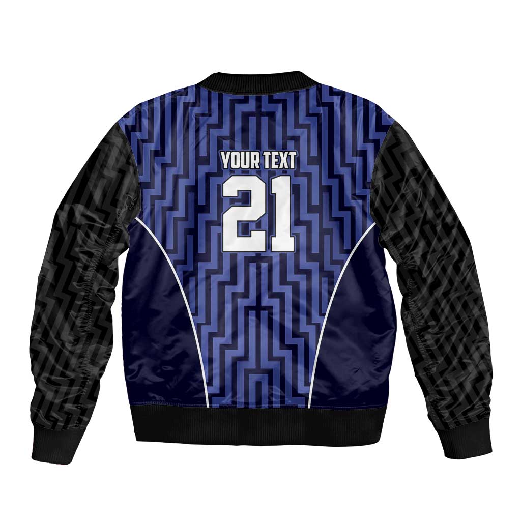 Custom Basketball New Zealand Bomber Jacket Blue Maori Ta Moko Indigenous - Polynesian Pride