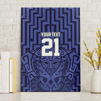 Custom Basketball New Zealand Canvas Wall Art Blue Maori Ta Moko Indigenous - Polynesian Pride