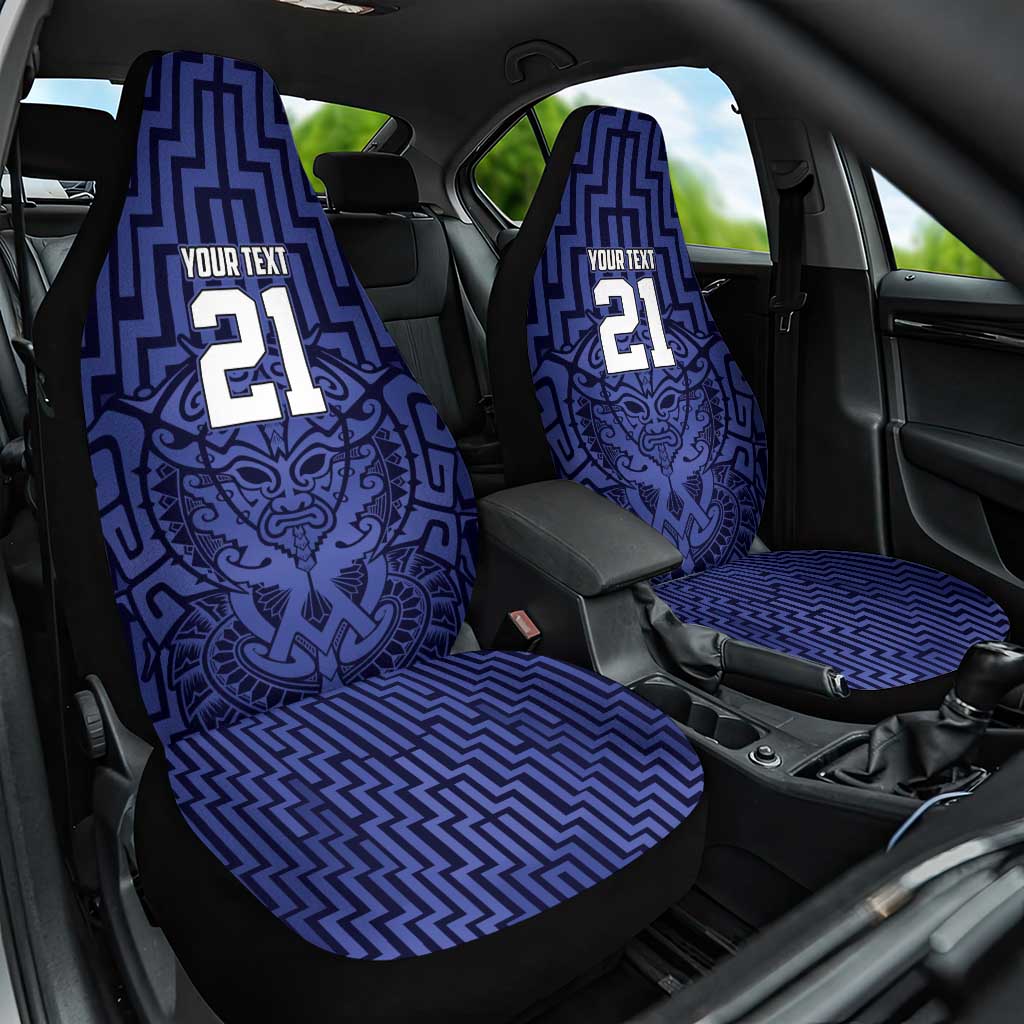 Custom Basketball New Zealand Car Seat Cover Blue Maori Ta Moko Indigenous - Polynesian Pride