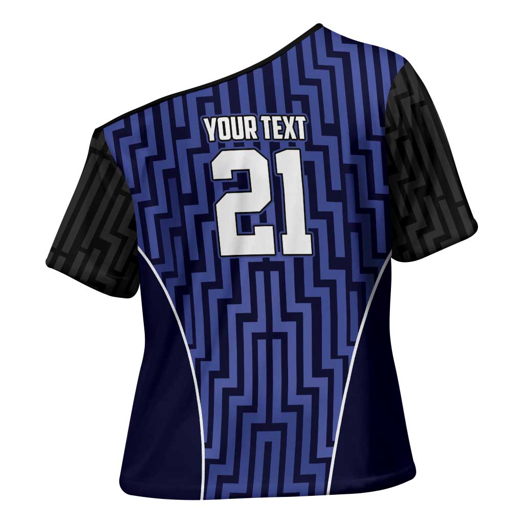 Custom Basketball New Zealand Cross Shoulder Shirt Blue Maori Ta Moko Indigenous LT9 - Polynesian Pride