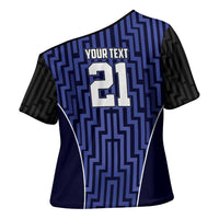 Custom Basketball New Zealand Cross Shoulder Shirt Blue Maori Ta Moko Indigenous LT9 - Polynesian Pride