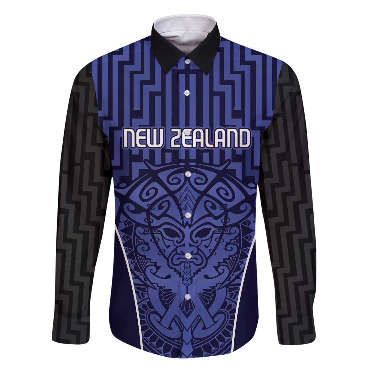 Custom Basketball New Zealand Family Matching Off The Shoulder Long Sleeve Dress and Hawaiian Shirt Blue Maori Ta Moko Indigenous - Polynesian Pride