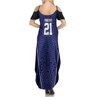 Custom Basketball New Zealand Family Matching Summer Maxi Dress and Hawaiian Shirt Blue Maori Ta Moko Indigenous - Polynesian Pride