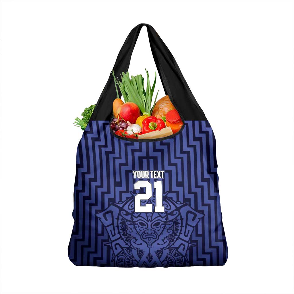 Custom Basketball New Zealand Grocery Bag Blue Maori Ta Moko Indigenous - Polynesian Pride