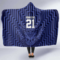 Custom Basketball New Zealand Hooded Blanket Blue Maori Ta Moko Indigenous - Polynesian Pride