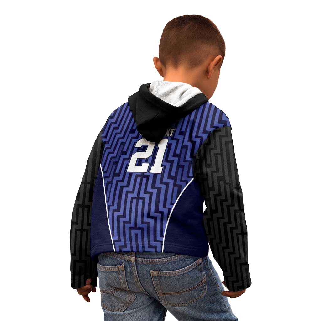 Custom Basketball New Zealand Kid Hoodie Blue Maori Ta Moko Indigenous - Polynesian Pride