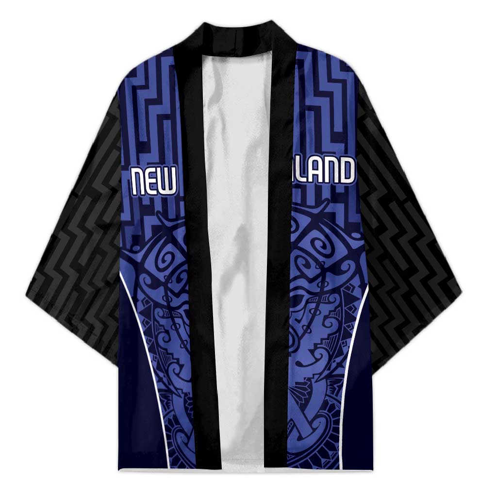 Custom Basketball New Zealand Kimono Blue Maori Ta Moko Indigenous - Polynesian Pride