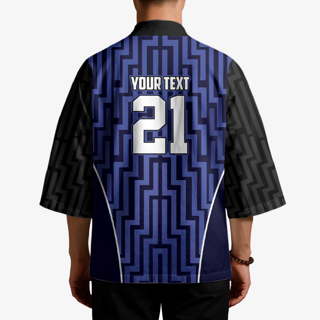 Custom Basketball New Zealand Kimono Blue Maori Ta Moko Indigenous - Polynesian Pride