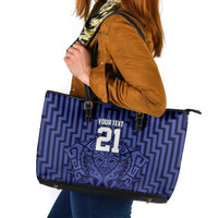 Custom Basketball New Zealand Leather Tote Bag Blue Maori Ta Moko Indigenous - Polynesian Pride