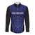 Custom Basketball New Zealand Long Sleeve Button Shirt Blue Maori Ta Moko Indigenous - Polynesian Pride