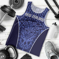 Custom Basketball New Zealand Men Tank Top Blue Maori Ta Moko Indigenous - Polynesian Pride