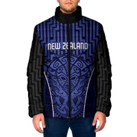 Custom Basketball New Zealand Padded Jacket Blue Maori Ta Moko Indigenous LT9 Blue - Polynesian Pride