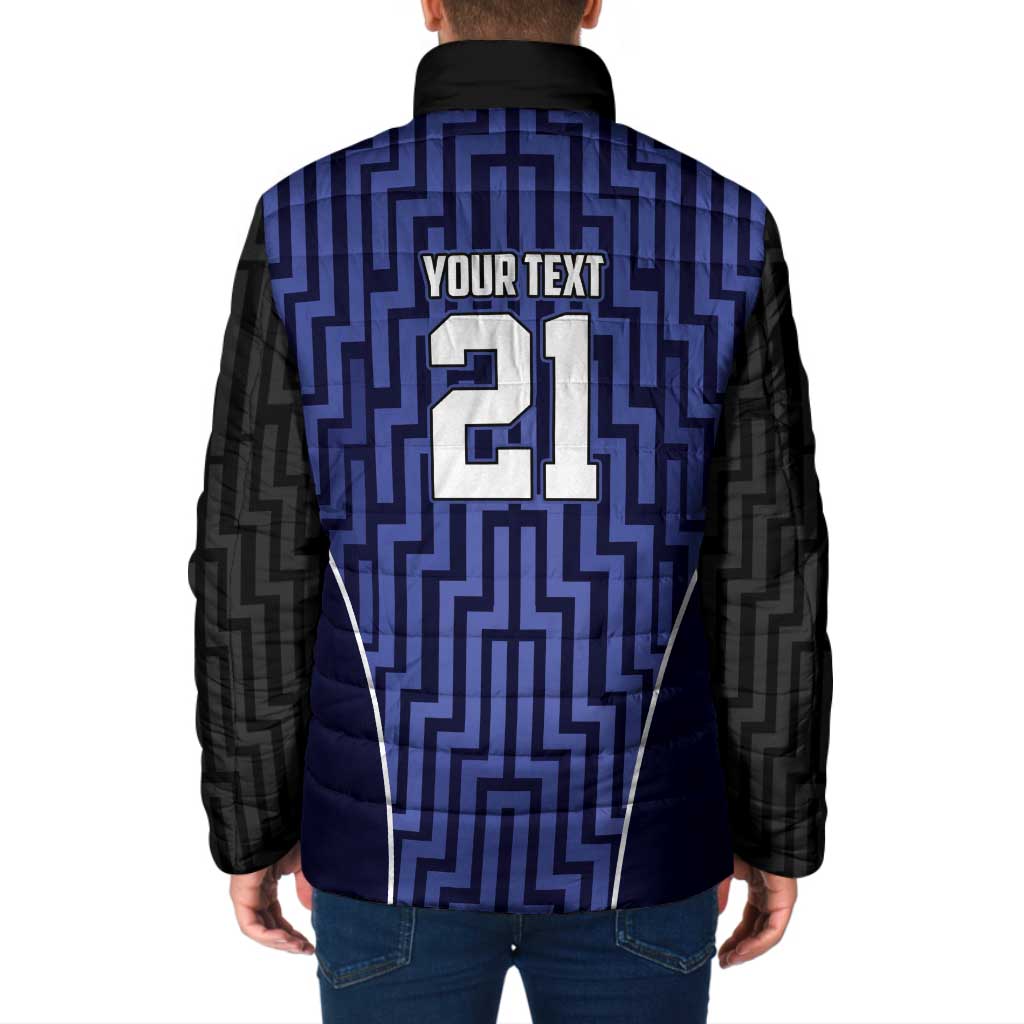 Custom Basketball New Zealand Padded Jacket Blue Maori Ta Moko Indigenous LT9 - Polynesian Pride