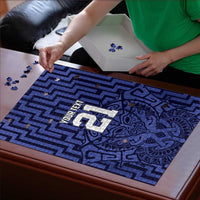 Custom Basketball New Zealand Puzzle Blue Maori Ta Moko Indigenous LT9 - Polynesian Pride