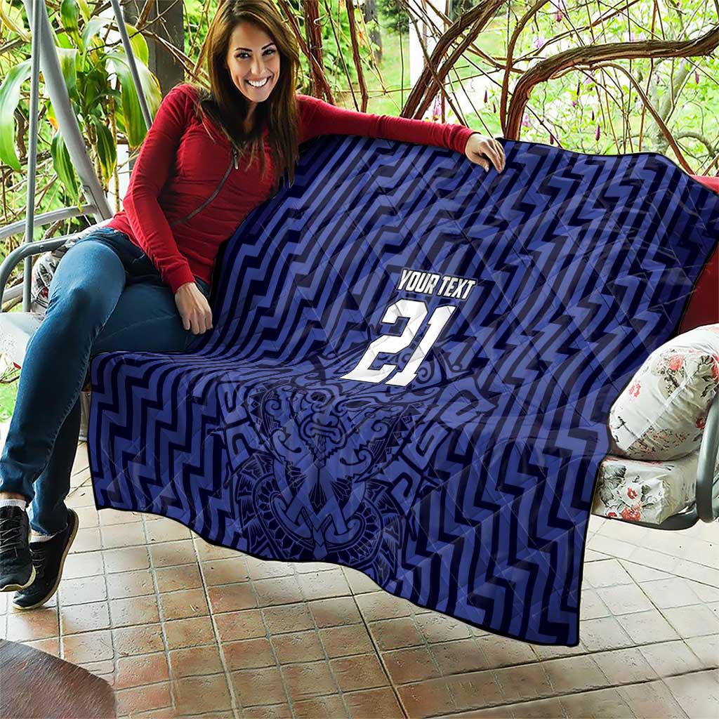 Custom Basketball New Zealand Quilt Blue Maori Ta Moko Indigenous - Polynesian Pride