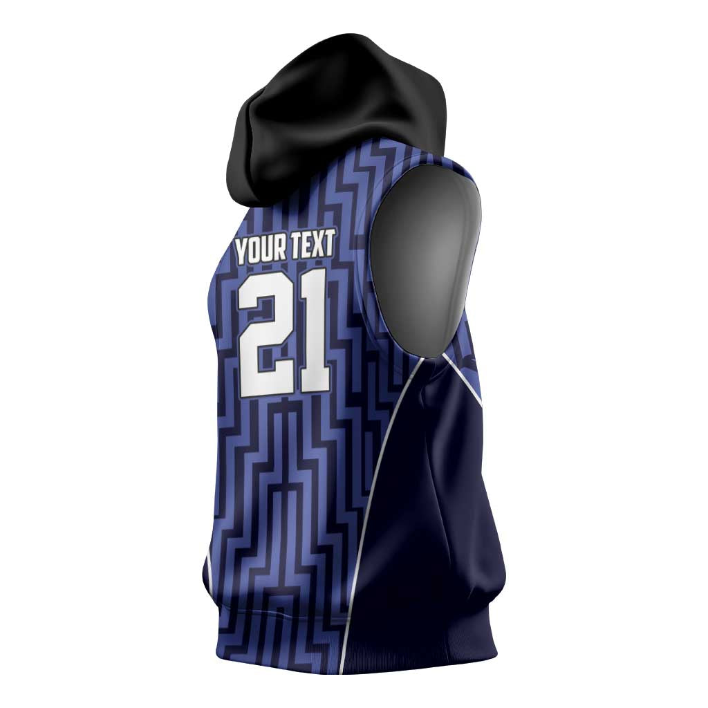 Custom Basketball New Zealand Sleeveless Hoodie Blue Maori Ta Moko Indigenous - Polynesian Pride