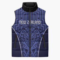 Custom Basketball New Zealand Sleeveless Puffer Jacket Blue Maori Ta Moko Indigenous LT9 Blue - Polynesian Pride