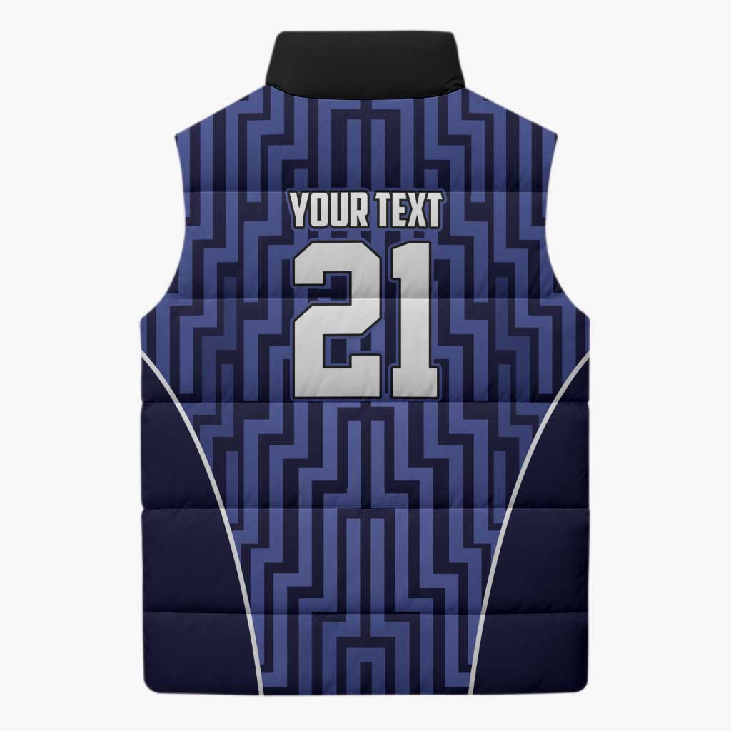 Custom Basketball New Zealand Sleeveless Puffer Jacket Blue Maori Ta Moko Indigenous LT9 - Polynesian Pride