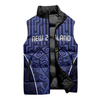 Custom Basketball New Zealand Sleeveless Puffer Jacket Blue Maori Ta Moko Indigenous LT9 - Polynesian Pride