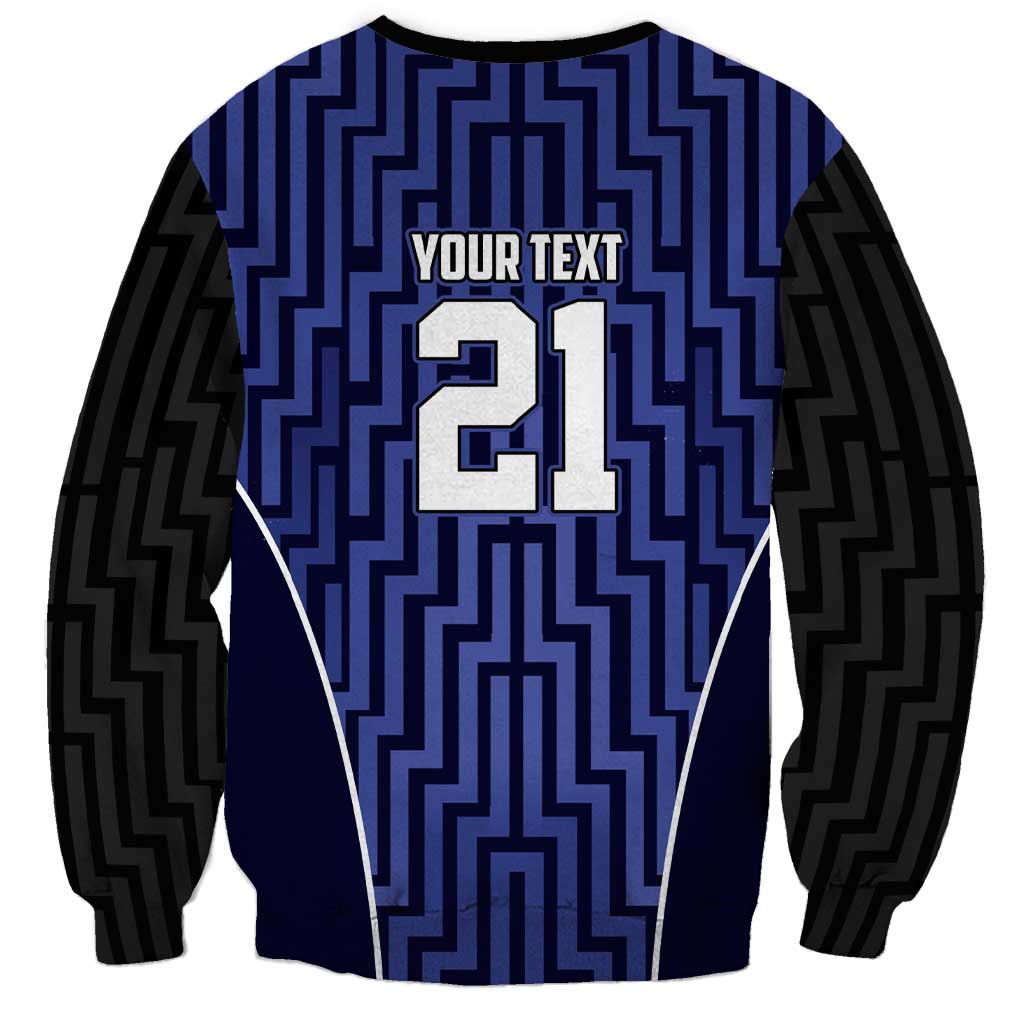 Custom Basketball New Zealand Sweatshirt Blue Maori Ta Moko Indigenous - Polynesian Pride