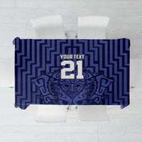 Custom Basketball New Zealand Tablecloth Blue Maori Ta Moko Indigenous - Polynesian Pride