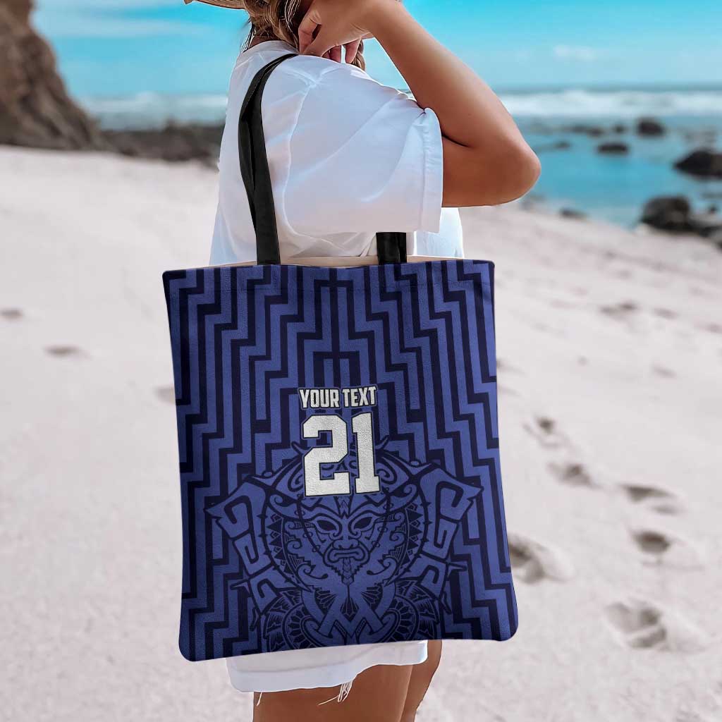 Custom Basketball New Zealand Tote Bag Blue Maori Ta Moko Indigenous - Polynesian Pride