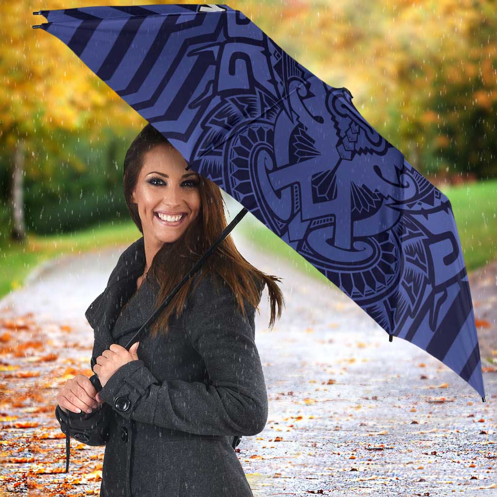 Custom Basketball New Zealand Umbrella Blue Maori Ta Moko Indigenous - Polynesian Pride