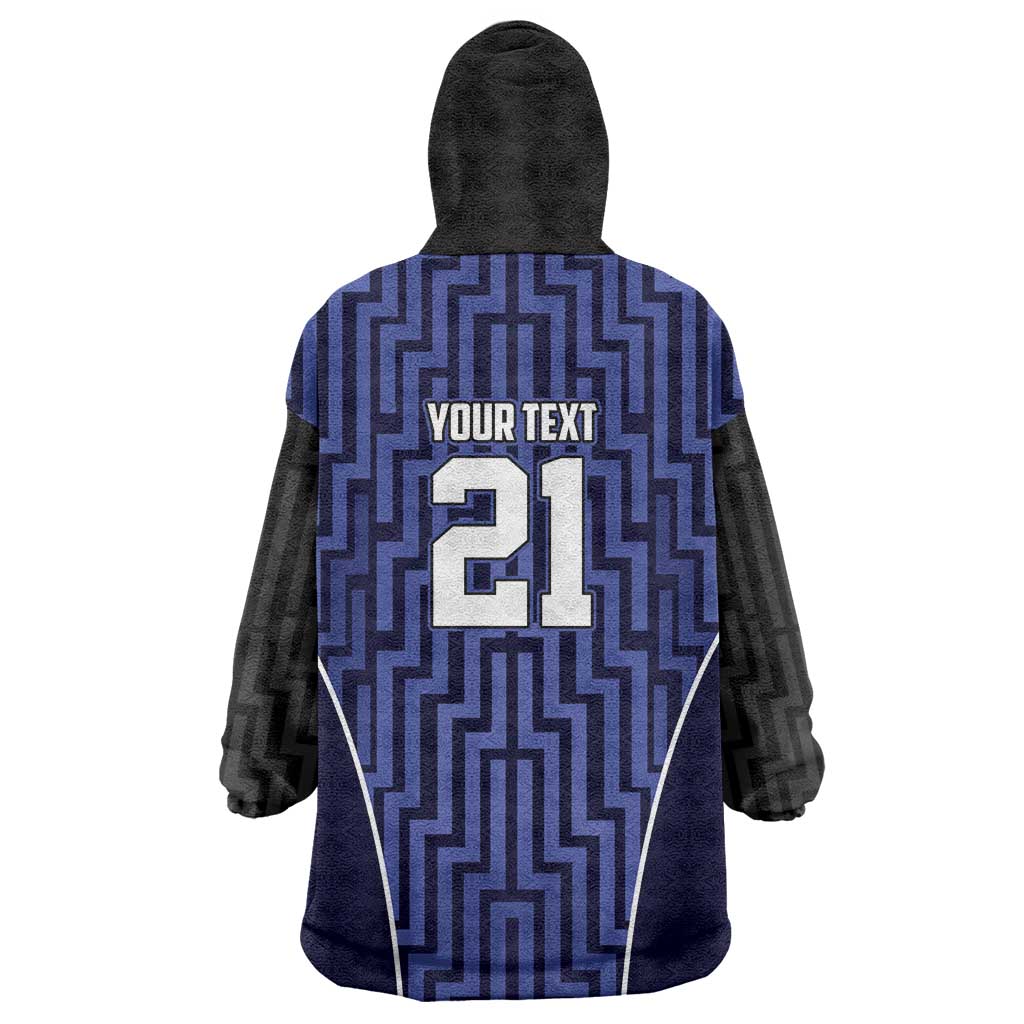 Custom Basketball New Zealand Wearable Blanket Hoodie Blue Maori Ta Moko Indigenous - Polynesian Pride