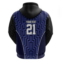 Custom Basketball New Zealand Zip Hoodie Blue Maori Ta Moko Indigenous - Polynesian Pride