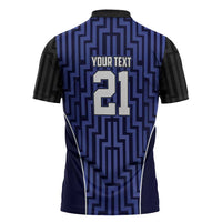 Custom Basketball New Zealand Zipper Polo Shirt Blue Maori Ta Moko Indigenous - Polynesian Pride