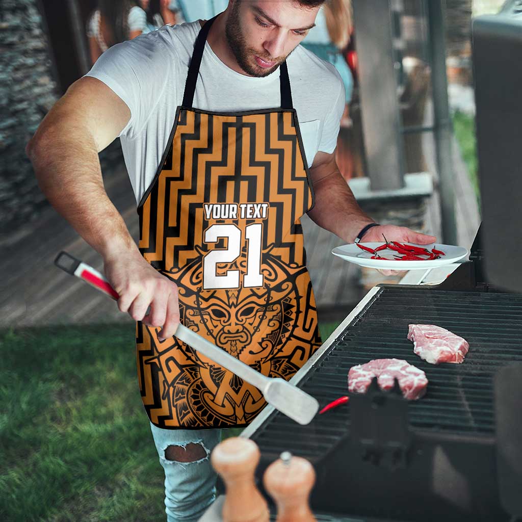 Custom Basketball New Zealand Apron Gold Maori Ta Moko Indigenous - Polynesian Pride