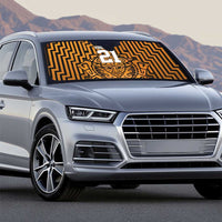 Custom Basketball New Zealand Auto Sun Shade Gold Maori Ta Moko Indigenous - Polynesian Pride