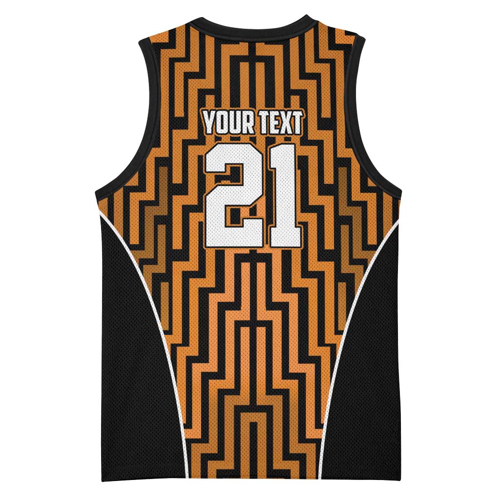 Custom Basketball New Zealand Basketball Jersey Gold Maori Ta Moko Indigenous LT9 - Polynesian Pride
