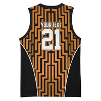 Custom Basketball New Zealand Basketball Jersey Gold Maori Ta Moko Indigenous LT9 - Polynesian Pride