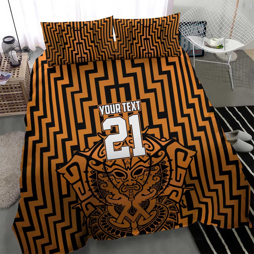 Custom Basketball New Zealand Bedding Set Gold Maori Ta Moko Indigenous - Polynesian Pride