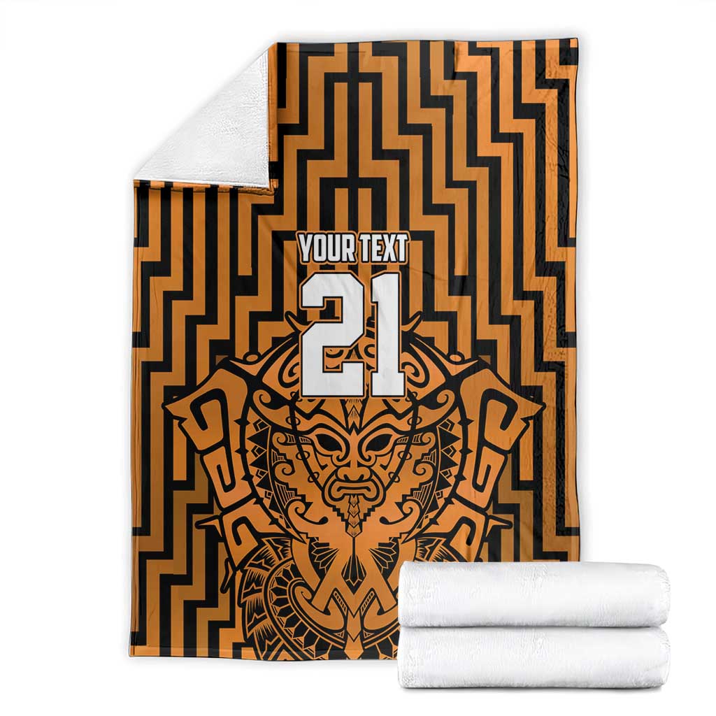 Custom Basketball New Zealand Blanket Gold Maori Ta Moko Indigenous - Polynesian Pride