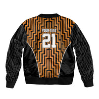 Custom Basketball New Zealand Bomber Jacket Gold Maori Ta Moko Indigenous - Polynesian Pride