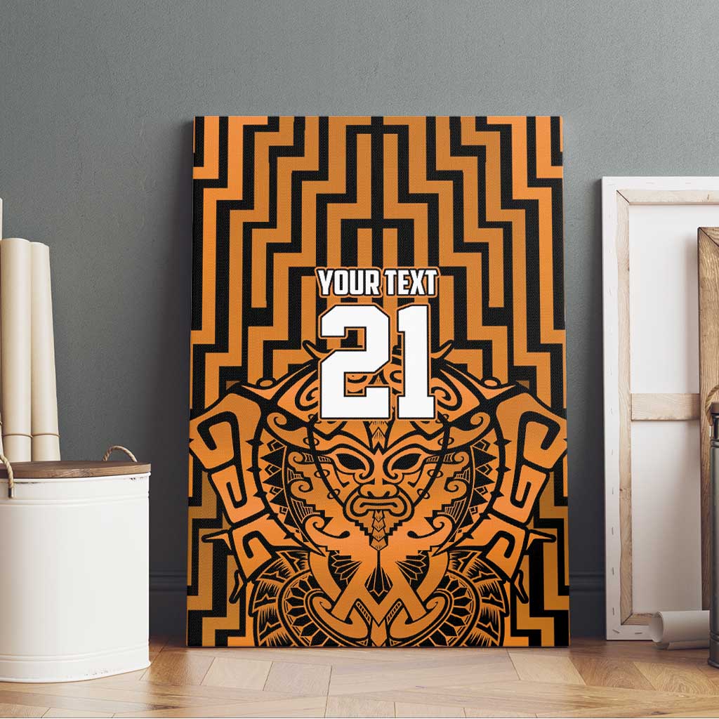Custom Basketball New Zealand Canvas Wall Art Gold Maori Ta Moko Indigenous - Polynesian Pride