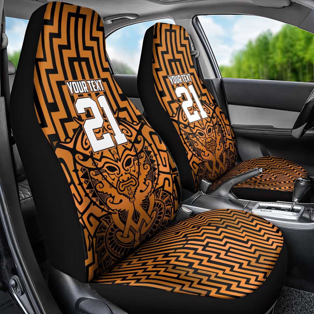 Custom Basketball New Zealand Car Seat Cover Gold Maori Ta Moko Indigenous - Polynesian Pride