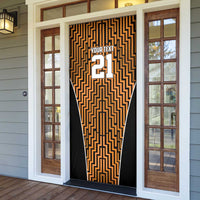 Custom Basketball New Zealand Door Cover Gold Maori Ta Moko Indigenous - Polynesian Pride