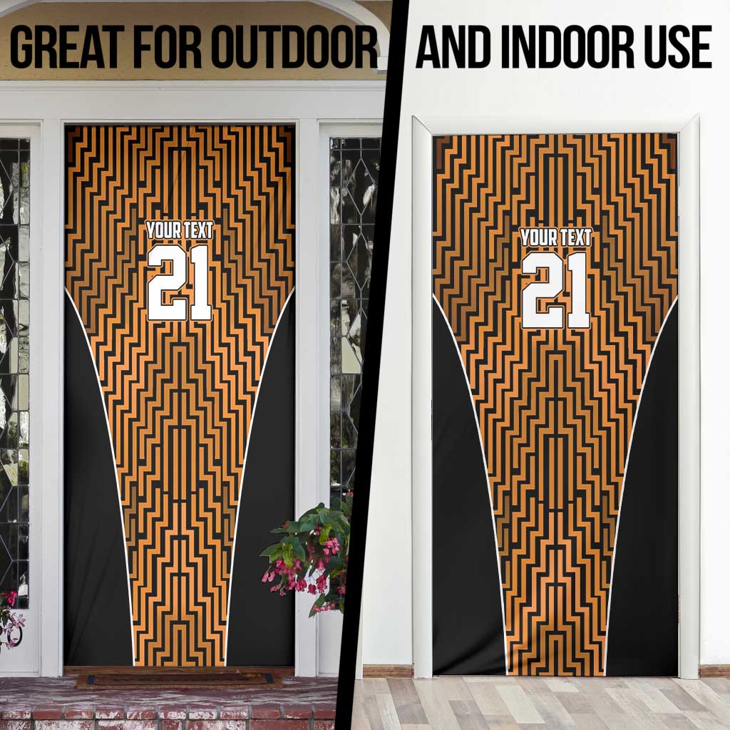 Custom Basketball New Zealand Door Cover Gold Maori Ta Moko Indigenous - Polynesian Pride