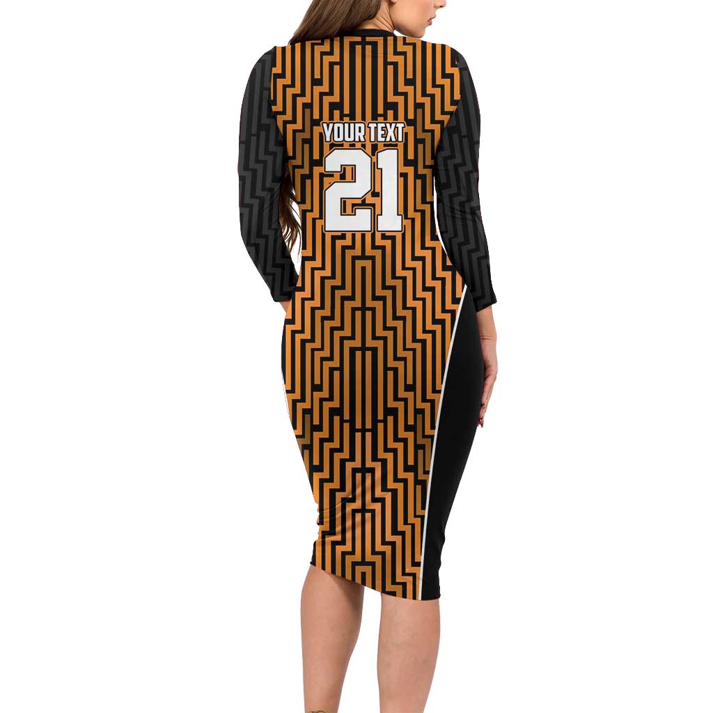 Custom Basketball New Zealand Family Matching Long Sleeve Bodycon Dress and Hawaiian Shirt Gold Maori Ta Moko Indigenous - Polynesian Pride