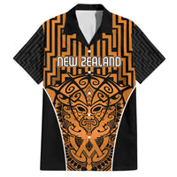 Custom Basketball New Zealand Family Matching Off Shoulder Maxi Dress and Hawaiian Shirt Gold Maori Ta Moko Indigenous - Polynesian Pride