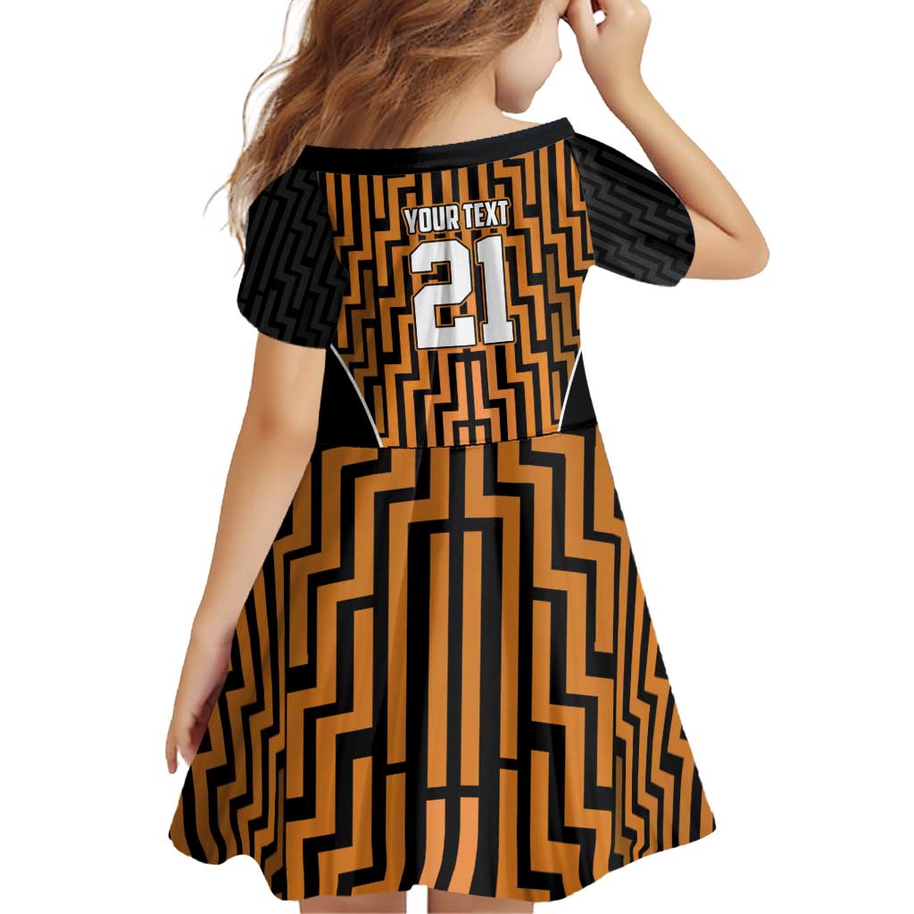 Custom Basketball New Zealand Family Matching Off Shoulder Short Dress and Hawaiian Shirt Gold Maori Ta Moko Indigenous - Polynesian Pride