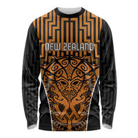 Custom Basketball New Zealand Long Sleeve Shirt Gold Maori Ta Moko Indigenous LT9 Unisex Gold - Polynesian Pride