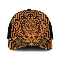 Basketball New Zealand Mesh Trucker Cap Gold Maori Ta Moko Indigenous - Polynesian Pride