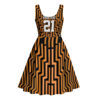 Custom Basketball New Zealand Midi Dress Gold Maori Ta Moko Indigenous - Polynesian Pride