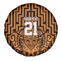Custom Basketball New Zealand Spare Tire Cover Gold Maori Ta Moko Indigenous - Polynesian Pride