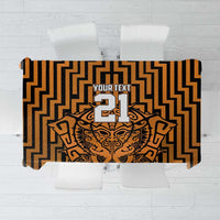 Custom Basketball New Zealand Tablecloth Gold Maori Ta Moko Indigenous - Polynesian Pride